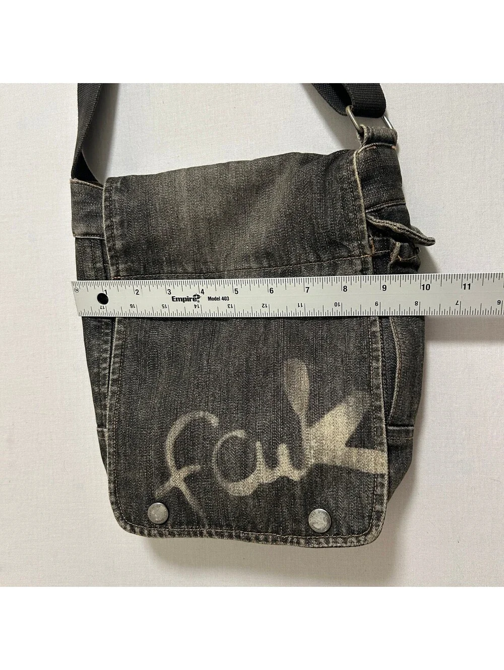 VTG Y2K Fcuk Jeans Dark Wash Cotton Denim Crossbody Bag Men's One Size Black